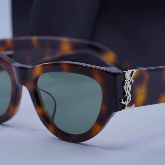 Saint Laurent SL M94/F 002 Cat Eye Sunglasses - Havana/Green - Picture 4 of 12